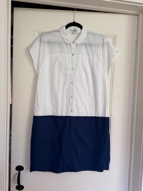 Madewell Colorblock Shirtdress Mini Navy White Peter Pan Collar Size L